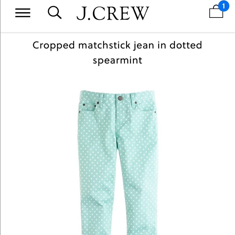J CREW Cropped Matchstick Jean